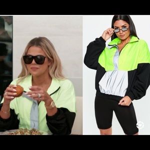 Khloe Kardashian Neon Color Block Windbreaker